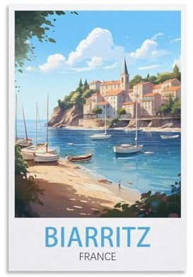 LHJOIUN Biarritz Vintage-Reiseposter, 20 x 30 cm, Kunstdruck auf Leinwand, für Wohnzimmer, Schlafzimmer, Heimdekoration, moderne Kunst
