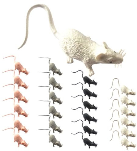 Yardwe 24pcs Mini Simulated Mouse Model Realistic Terror Plastic Mouse Figurines Small Fake Mouse for Halloween, Joke, Prank, Novelty