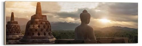 REINDERS Wandbild, Borobudur, Schlafzimmer, Bilder, Wanddeko, Room Decor, MDF, Braun, 52 x 156
