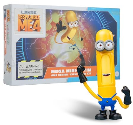 Minion Despicable Me 4 Spielzeug 5,1 Zoll Mega Tim Actionfigur Magnetikkopf und 360° drehbarer Körper mit dehnbaren Armen Minion Modell Set Geschenk für Kinder ab 8 Jahren