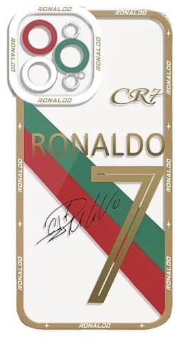 EZB Cristiano Ronaldo Themed iPhone Clear Phone Case | Flexible Shock Absorbant Cool Phone Cover | Ronaldo Portugal Case (iPhone 12)