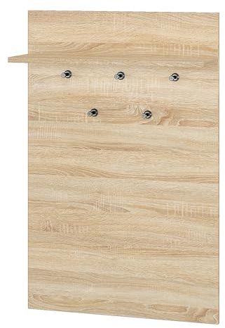 Lomadox Garderobenpaneel Wandgarderobe Flurgarderobe Garderobenleiste Hutablage Eiche hell 68x103x24,3 cm