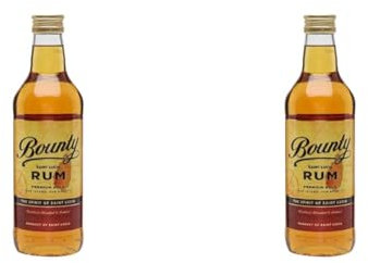 Bounty Gold: Fine Rum Miniature/Distilled, blended and bottled in Saint-Lucia / 40% alcohol, 5cl / perfect base for Long Drink (Pack of 2)