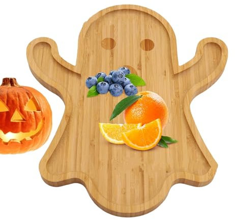 Piatti di servizio di Halloween, vassoio fantasma di Halloween, da pranzo fantasma | Piatti decorativi in legno multifunzionale per Halloween per cibo aperitivo Dessert