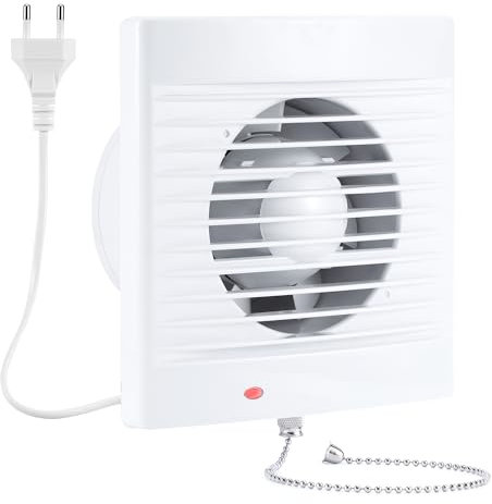 100mm Ventilateur, VMC, Extracteur d'Air avec Clapet Anti-Retour,Interrupteur à Chaînette pour Salle de Bain, Cuisine, Bureau, WC, Silencieux