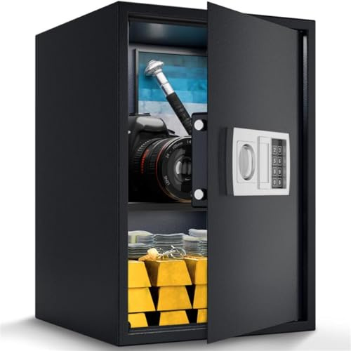 ACROPAQ Elektronischer Tresor groß - Safe aus robustem Gehäuse mit programmierbarem 3-8 stelligem PIN, 51 L (55x35x33cm), Verstellbarem Einlegeboden met Notfallschlüsseln - Tresor für Zuhause & Büro
