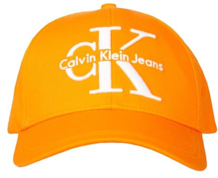 Calvin Klein Jeans Cappello Baseball CK Visiera Logo Ricamato Parte Posteriore Regolabile Articolo ZM0ZM02777, SCB Vibrant Orange, Taglia Unica