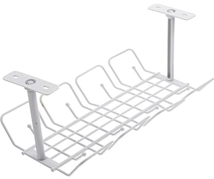 Housoutil Wire Organizing and Storage Rack under Desk Cable Tray for Office Desk Management Shelf Simple Storage Shelf for Kitchen Appliance Cord Organizer