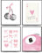 Linilioart Lot de 4 affiches rétro tendance rose Preppy - Décoration murale pour chambre d'étudiant - Décoration de dortoir - Sans cadre - 21 x 30 cm