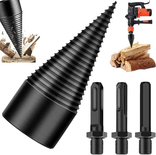 Festberg - Brocas separadoras de madera (32 mm, con 3 mangos de perforación, broca Festberg, partición de madera en segundos, tornillo cónico, broca escalonada, broca Festberg divide madera en