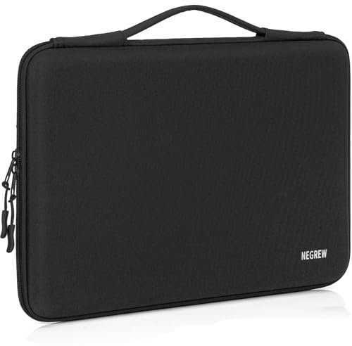 OUUTMEE Funda impermeable para ordenador portátil, para MacBook, iPad, Acer, HP, DELL, Asus, con asa, funda protectora para tablet con bolsillo para accesorios, Negro , 13.5-14 Zoll