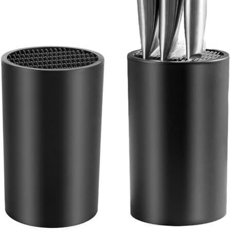 ZOFUN 2 Pcs Universal Knife Holders, 17 x 11 cm Black Knife Block Without Knives, Space Saving Kitchen Knife Holders for Most Kinds of Knives, Kitchen, Countertop, Worktop