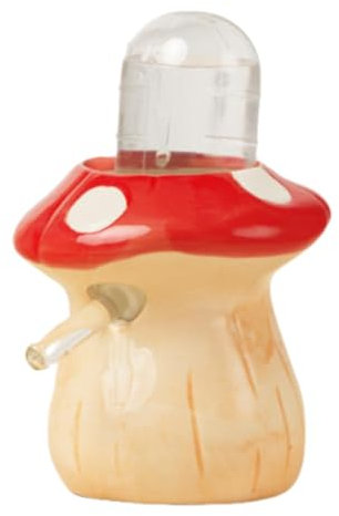 Milageto Hamster Water Bottle with Stand Ceramic Hamster Bottle Holder Easy to Clean Creative Small Pet Supplies Cute Mushroom Shaped Gerbil Bottles Holder for Rat Hamsters, Red