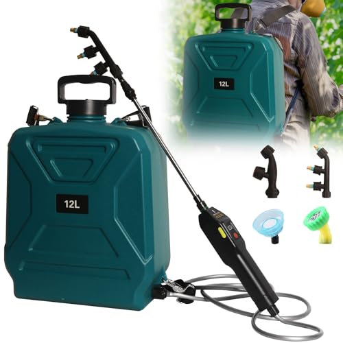 Pompa Elettrica per Piante 12L Nebulizzatore a Batteria Pompa Irroratrice a 2 Velocità Regolabile Spruzzatore a Pressione Elettrico a Zaino Ricaricabile