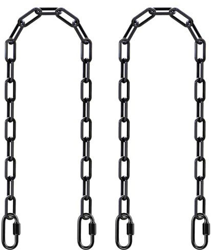 SELEWARE 2 Pack 60 Inch Hanging Swing Chain with 4 Carabiners, 1000LB Capacity Plastic Coated Hanging Chains, Hammock Hardware Kit for Swing, Hanging Chair, Punching Bags, Indoor Outdoor Gym (Black) | 1000LB Capacity Porch Swing Chain with 4 Carabiners, Hammock Hardware Kit for Hanging Chair, Punching Bag, Indoor Outdoor Gym