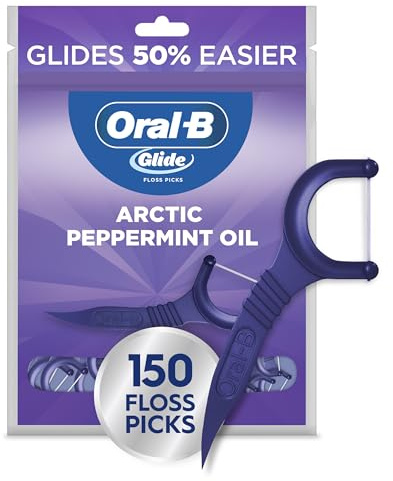Oral-B Glide Peppermint Dental Floss Picks with Arctic Peppermint Oil Flavor, 150 Picks