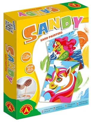 Sandy – Bunte Sand – Meerjungfrauen und Einhörner – 6 selbstklebende Tafeln – Basteln ab 5 Jahren