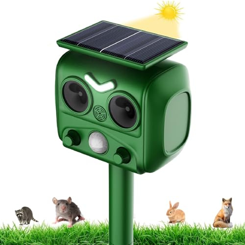 AILEDA 110° Ultraschall Tiervertreiber,Solar Ultraschall Blitz Tierschreck,Wasserdicht,intelligente PIR-Sensoren,gegen Katzen,Hunde,Marder,Fuchs,Vogel,Nager