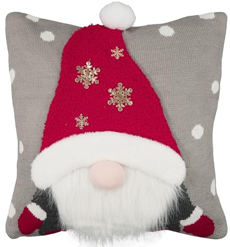 Espamira Kissenbezug Weihnachten 3 D Motiv-Kissen 40 x 40 Kissenhülle Wichtel Gestrickt Plüsch Gnom Reißverschluss