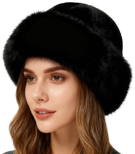 Flauschiger Fischerhut, Pelzmützen für Damen, Winter, warmer Pelzhut, dicker Plüsch, Kunstpelzhut, flauschige Mütze, Damen-Wintermützen für Damen, Pelzmützen für Damen