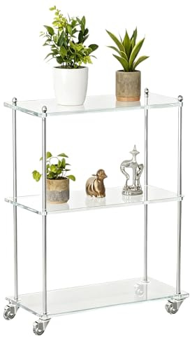 Barwagen aus Acryl, Servierwagen mit 3 Ebenen, für Bar, für Haus, Wohnung, Wohnzimmer, Küche, Bad, Büro, Balkon, Terrasse, Hochzeit, Hotel