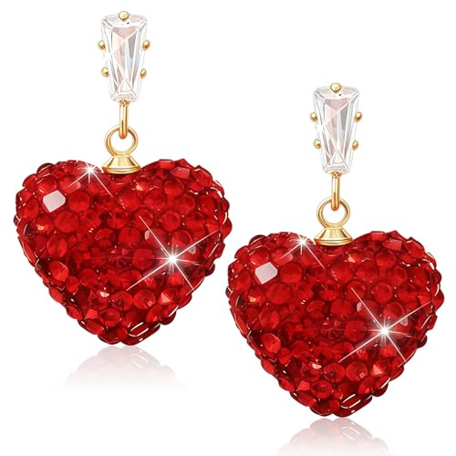 Herz Ohrringe, Herz Tropfen Ohrringe Damen, Her z Ohrring Valentinstag, für Frauen und Mädchen Zum Valentinstag Jubiläum