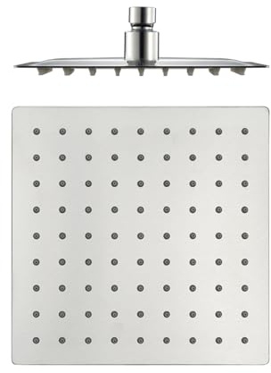 20CM Duschkopf Regendusche, 360° Verstellbarer 8 Zoll Regenduschkopf Eckig, 304 Edelstahl Wasserfall Duschkopf Wassersparend, Mit Anti Kalk Düsen, Gebürstetes Chrom