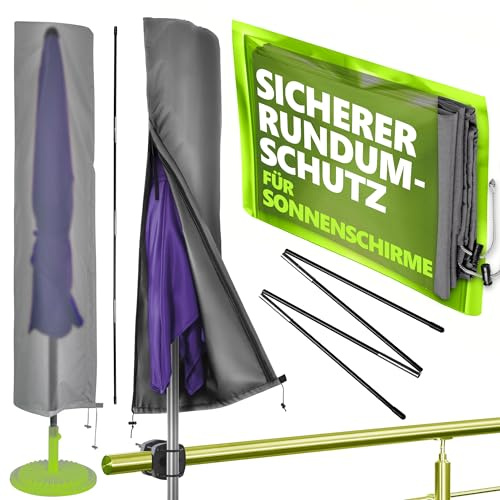 4smile Sonnenschirm Schutzhülle für Schirm Ø 3 m / 2,5 m x 1,5 m, Anthrazit | Wetterfeste Sonnenschirmhülle, strapazierfähige Schirmhülle, Abdeckung Sonnenschirm Standard