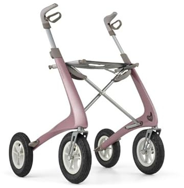 Rollator Carbon Overland by Acre Belastbar Bis 150kg Luftgefüllte Gummireifen Leichtgewicht Rollator Mit 6,7kg Mit Kleiner Tasche Zur Befestigung An Der Vorderseite (gold-rose)