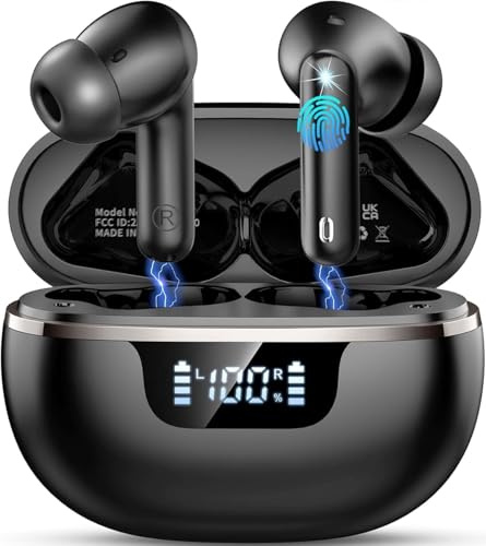 Bluetooth Kopfhörer, 2026 Kopfhörer Kabellos Bluetooth 5.4, In Ear Kopfhörer 50 Std Spielzeit Tiefer Bass mit LED-Anzeige, Kabellose Kopfhörer mit 4 ENC Noise Cancelling Mic, IP7 Wasserdicht Ohrhörer