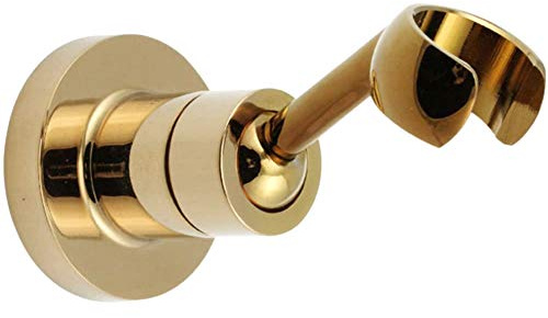 TINTON LIFE Universal Bathroom Adjustable Shower Head Wall Mount Holder Base Removable Bracket Shower Head Adapter For Kids or Adults(Circle Titanium Gold)