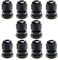 10 Pack Black M16 16mm TRS Stuffing Compression Glands for 4-8mm Cable, Waterproof IP68 with Locknut and Washer