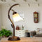 Licht-Erlebnisse LOELLA Florale Tischlampe Vintage Landhaus Metall Glas H:40cm Tischleuchte Vintage Wohnzimmer