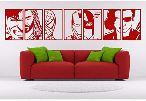 Avengers Wandaufkleber Superheld Wandtattoo Iron Man Aufkleber Thor Vinyl Spiderman Aufkleber Hulk Transfer Kinderzimmer Geschenk24 * 114