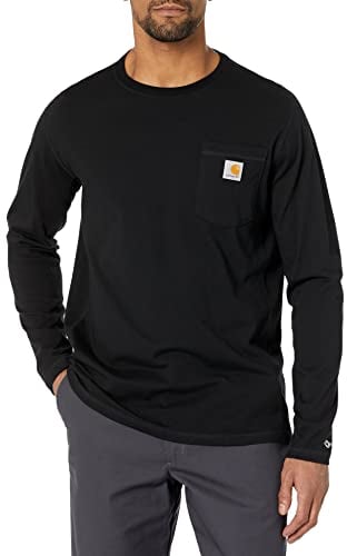 Carhartt Men's Force® Relaxed Fit Midweight Long-Sleeve Pocket T-Shirt, Black, M