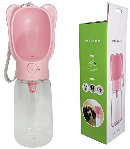 Dog water Bottles for Walking 350ml&550ml,Pet Drinking Cup,Leak Proof Portable Pet Drinking Bottle with Pet Drinking Cup for Outdoor Walking,Hiking,Traveling,Food Grade Plastic For Pet (550ml, Pink)