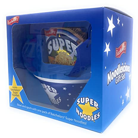 Batchelors Super Noodles Noodleicious Bowl - Noodleicious Gift Set - Pack Of Super Noodles And Spork, Cute Boxed Noodle Gift Set For Noodles Lovers - Boys Girls