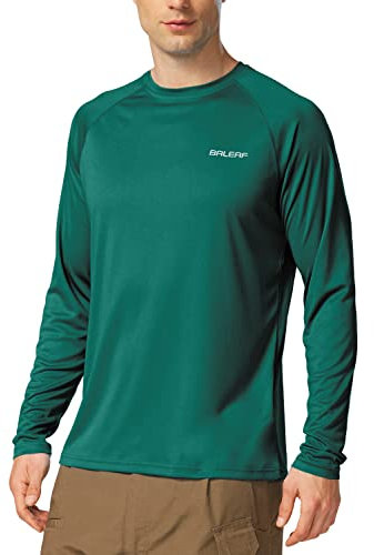 baleaf UV Shirt Herren Wasser UV-Schutz UPF 50+ Rashguard Sonnenschutz Langarm Shirt Grün L