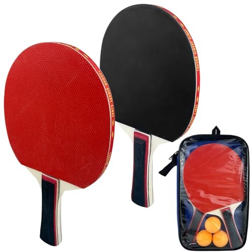 Diompirux Set da Ping Pong con 2 Racchette, 3 Palline, 1 Borsa Portatile, Set da ping pong professionale per Gioco da Interni o Esterni, ping pong da tavolo per Formatori Adulti Bambini