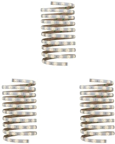 Paulmann 70592 YourLED Stripe 3 m Warmweiß LED Strip Weiß klar beschichtet Lichtband 7,5W Lichtstreifen 800 Lumen 120 LED 12V DC LED Band (Packung mit 3)