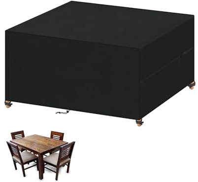 VANSHEIM Gartenmöbel Abdeckung Wasserdicht 130x120x85cm Winterfest Abdeckplane Gartenmöbel 420D Oxford Abdeckung Gartenmöbel Abdeckhauben Hüllen, Schutzhülle Gartenmöbel für Gartentisch Sitzgruppe