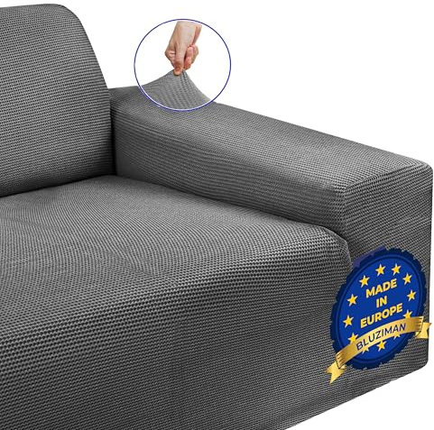 BLUZIMAN Sofa Überzug 2 Sitzer, Couch Überzug, Moderne Sofabezug Super Elastische, Sofa Cover Antirutsch, Nicht kompatibel mit Eck- oder L-förmigen Sitzmöbeln (Zwei Sitzer, Grau)