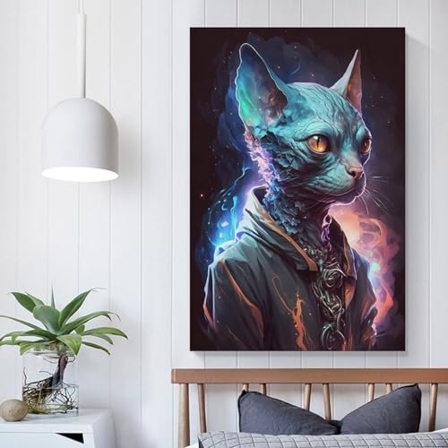 LBLmoney Sphynx-Katze-Poster, Reproduktion, dekoratives Gemälde, Leinwand, Wandposter und Kunstdruck, modernes Familienschlafzimmer, 20 x 30 cm