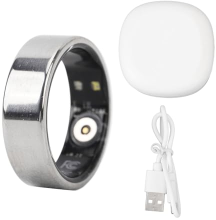 AONYAYBM Smart Ring, Smart Health Ring Leichtgewicht mit Ladeetui Edelstahl Fitness Fingerring für Sport- und Schlafüberwachung Silber, Mehrere Größen Erhältlich(21)