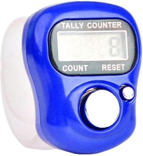 Blå elektronisk fingerräknare display räknare LED digital radräknare, handhållen nummerklickräknare, elektronisk fingerräknare hand taldisk med ring för golffält knäräknare