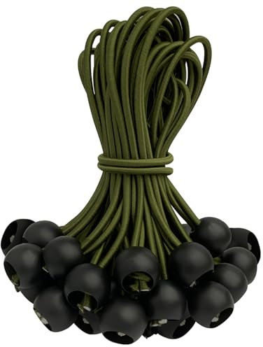 Corde elastiche da 30 pezzi con sfera, corde elastiche con sfera da 15 cm/6 pollici Corde elastiche universali per teloni, tende, tettoia, striscioni, bandiere, trampolino, campeggio e bagagli (Verde)