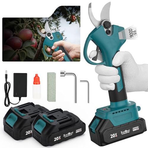Electric Pruning Shears, 20V Electric Secateurs with 2X 2.0Ah Battery, Professional Electric Scissors,Max 40mm Cutting Diameter Garden Pruners for Gardening Pruning Trees and Shrubs