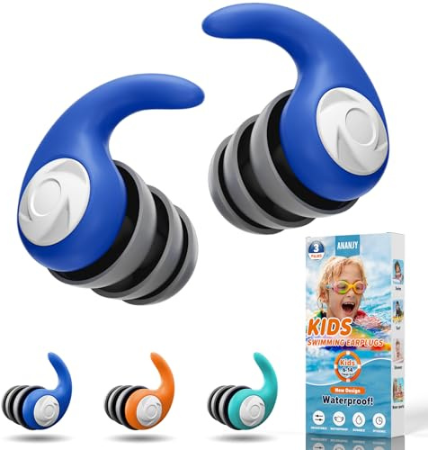 Waterproof Swimming Ear Plugs for Adults Kids, 3 Pairs Soft Silicone