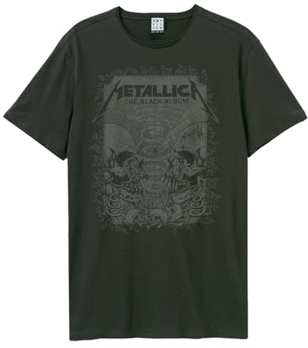 Amplified Unisex Adult The Black Album Metallica T-Shirt (L) (Charcoal)
