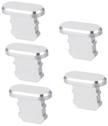 Mikikit Dust Plug Set - 5Pcs Silver Aluminum Alloy Charging Port Protectors Anti-Dust Plugs for Compact Size 0.9 0.7 0.1Cm
